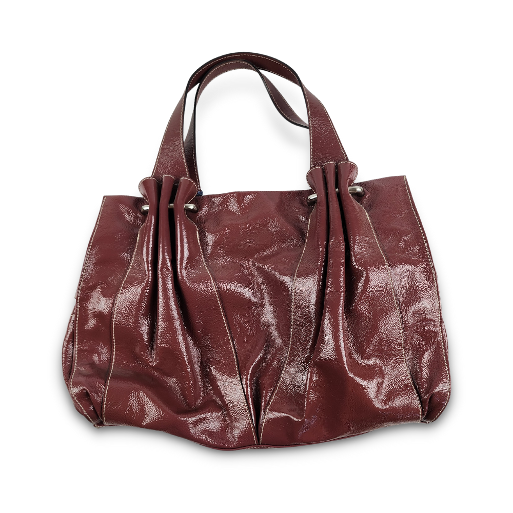 Tentazione Due Aged Wine High-Gloss Boho Handbag | Luxury Krush